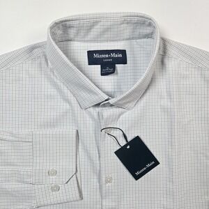 NEW Mizzen + Main Leeward XL Trim No Tuck Classic Button Up Shirt Check Blue